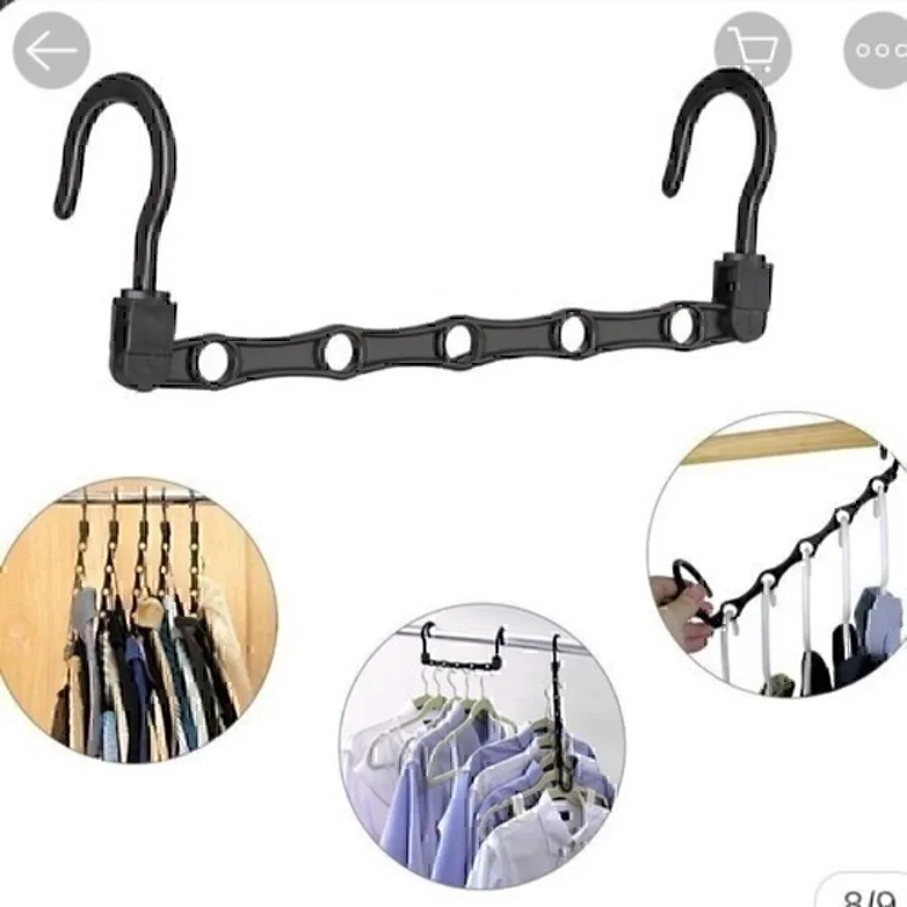5 Black Wonder Hanger Max. Closet space saver organizer
